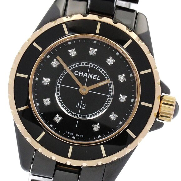 CHANEL J12 33MM H2543 11P Diamond YG Bezel Date Quartz Ladies Watch_893528 - Picture 1 of 6